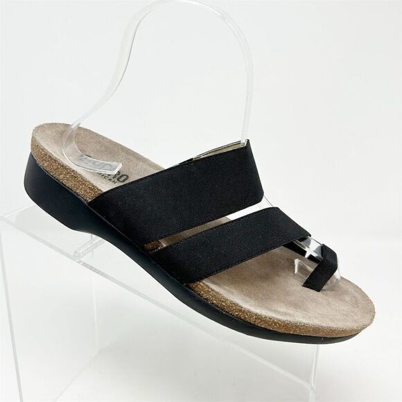 Munro Women's Slide Sandals Black Size 8.5 Toe Loop Stretch Straps Casual - Picture 1 of 12